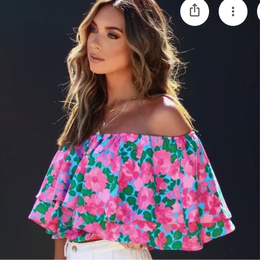 NWT Sugarlips Multicolor Ruffle One-Shoulder Crop Top